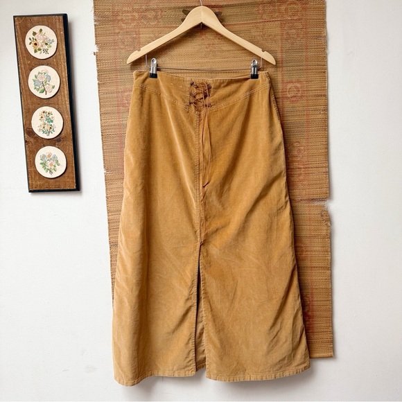 Vintage Western Tan Corduroy Aline Maxi Skirt Large - Picture 5 of 6